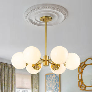 LightFixturesUSA-Brass Daisy Tiered Opal Glass Globe Sputnik Chandelier-Chandelier-Brass-1-Tier