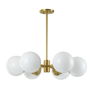 LightFixturesUSA-Brass Daisy Tiered Opal Glass Globe Sputnik Chandelier-Chandelier-Brass-1-Tier