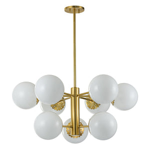 LightFixturesUSA-Brass Daisy Tiered Opal Glass Globe Sputnik Chandelier-Chandelier-Brass-1-Tier