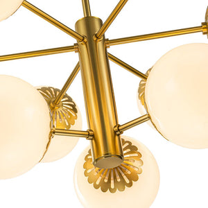 LightFixturesUSA-Brass Daisy Tiered Opal Glass Globe Sputnik Chandelier-Chandelier-Brass-1-Tier