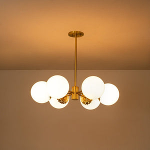 LightFixturesUSA-Brass Daisy Tiered Opal Glass Globe Sputnik Chandelier-Chandelier-Brass-1-Tier