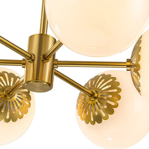 LightFixturesUSA-Brass Daisy Tiered Opal Glass Globe Sputnik Chandelier-Chandelier-Brass-1-Tier