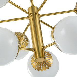 LightFixturesUSA-Brass Daisy Tiered Opal Glass Globe Sputnik Chandelier-Chandelier-Brass-1-Tier