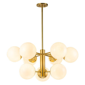 LightFixturesUSA-Brass Daisy Tiered Opal Glass Globe Sputnik Chandelier-Chandelier-Brass-1-Tier