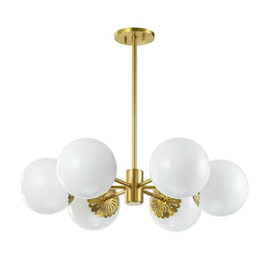 LightFixturesUSA-Brass Daisy Tiered Opal Glass Globe Sputnik Chandelier-Chandelier-Brass-1-Tier