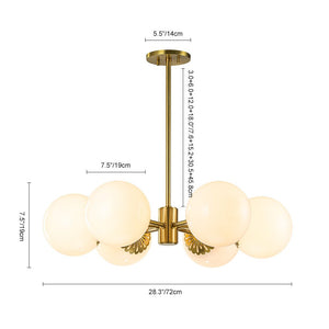 LightFixturesUSA-Brass Daisy Tiered Opal Glass Globe Sputnik Chandelier-Chandelier-Brass-2-Tier