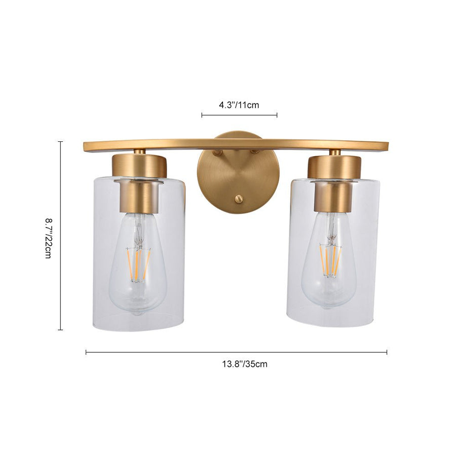 LightFixturesUSA-Brass Glass Vanity Wall Light-Wall Sconce-3-Light-