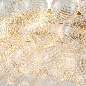 LightFixturesUSA-Brass Halo Ribbed Glass Globe Bubble Ring Chandelier-Chandelier-12-Lt-