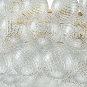 LightFixturesUSA-Brass Halo Ribbed Glass Globe Bubble Ring Chandelier-Chandelier-12-Lt-