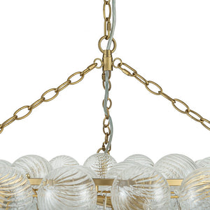 LightFixturesUSA-Brass Halo Ribbed Glass Globe Bubble Ring Chandelier-Chandelier-12-Lt-