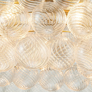 LightFixturesUSA-Brass Halo Ribbed Glass Globe Bubble Ring Chandelier-Chandelier-12-Lt-