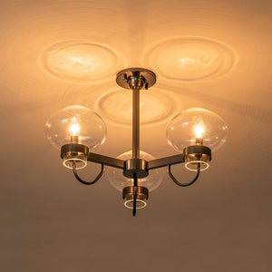 LightFixturesUSA-Candle Style 3-Light Clear Glass Shade Sputnik Ceiling Light-Ceiling Light-Black-