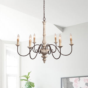 LightFixturesUSA-Candle Style Shabby Chic Chandelier-Chandelier--