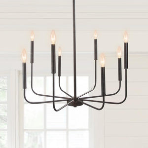 LightFixturesUSA-Candle Style Simple Metal Chandelier-Chandelier--
