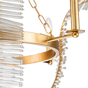 LightFixturesUSA-Chic Brass Crystal Floral Chandelier-Chandelier--