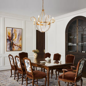 LightFixturesUSA-Chic Brass Crystal Floral Chandelier-Chandelier--