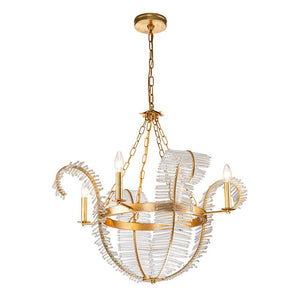 LightFixturesUSA-Chic Brass Crystal Floral Chandelier-Chandelier--