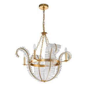 LightFixturesUSA-Chic Brass Crystal Floral Chandelier-Chandelier--