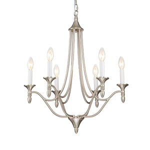 LightFixturesUSA-Classic Candle Style 6-Light Metal Empire Chandelier-Chandelier-Oilded Rubbed Bronze-