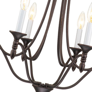 LightFixturesUSA-Classic Candle Style 6-Light Metal Empire Chandelier-Chandelier-Oilded Rubbed Bronze-