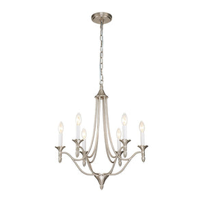LightFixturesUSA-Classic Candle Style 6-Light Metal Empire Chandelier-Chandelier-Oilded Rubbed Bronze-