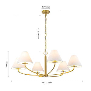 LightFixturesUSA-Classic French 6-Light White Linen Shade Chandelier-Chandelier-6-Lt-Black