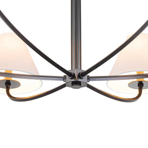 LightFixturesUSA-Classic French 6-Light White Linen Shade Chandelier-Chandelier-6-Lt-Black
