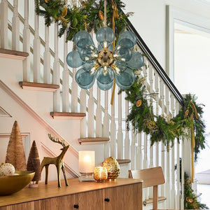 LightFixturesUSA-Cluster Blue Glass Bubble Chandelier-Chandelier--
