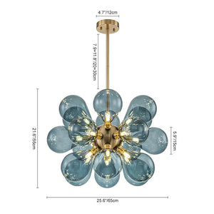 LightFixturesUSA-Cluster Blue Glass Bubble Chandelier-Chandelier--