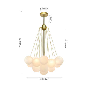 LightFixturesUSA-Cluster Frosted Glass Bubble Chandelier-Chandelier-19 Globes-Black