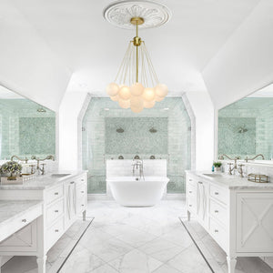 LightFixturesUSA-Cluster Frosted Glass Bubble Chandelier-Chandelier-19 Globes-Brass