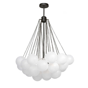 LightFixturesUSA-Cluster Frosted Glass Bubble Chandelier-Chandelier-37 Globes-Black