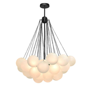 LightFixturesUSA-Cluster Frosted Glass Bubble Chandelier-Chandelier-37 Globes-Black