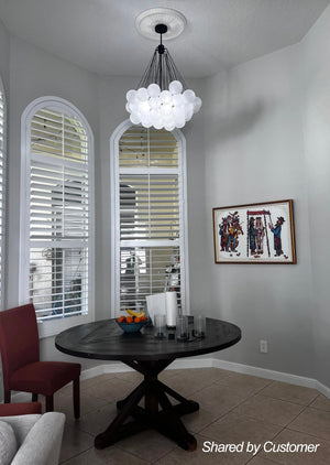 LightFixturesUSA-Cluster Frosted Glass Bubble Chandelier-Chandelier-37 Globes-Brass