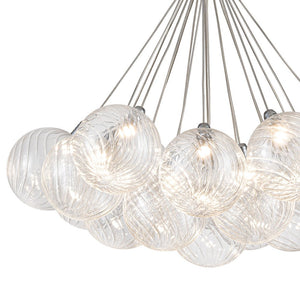 LightFixturesUSA-Cluster Ribbed Glass Dimmable LED Bubble Chandelier-Chandelier-Chrome-