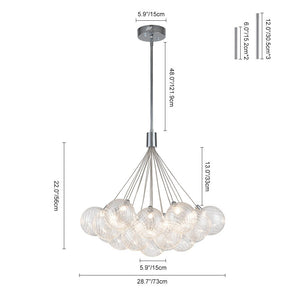 LightFixturesUSA-Cluster Ribbed Glass Dimmable LED Bubble Chandelier-Chandelier-Chrome-