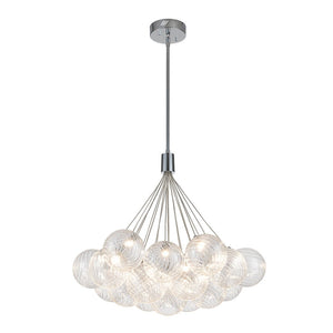 LightFixturesUSA-Cluster Ribbed Glass Dimmable LED Bubble Chandelier-Chandelier-Chrome-