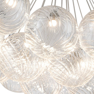 LightFixturesUSA-Cluster Ribbed Glass Dimmable LED Bubble Chandelier-Chandelier-Chrome-