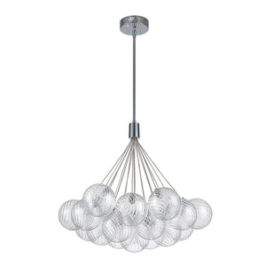 LightFixturesUSA-Cluster Ribbed Glass Dimmable LED Bubble Chandelier-Chandelier-Chrome-