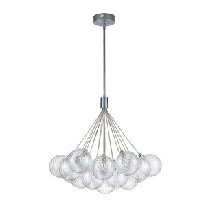 LightFixturesUSA-Cluster Ribbed Glass Dimmable LED Bubble Chandelier-Chandelier-Chrome-