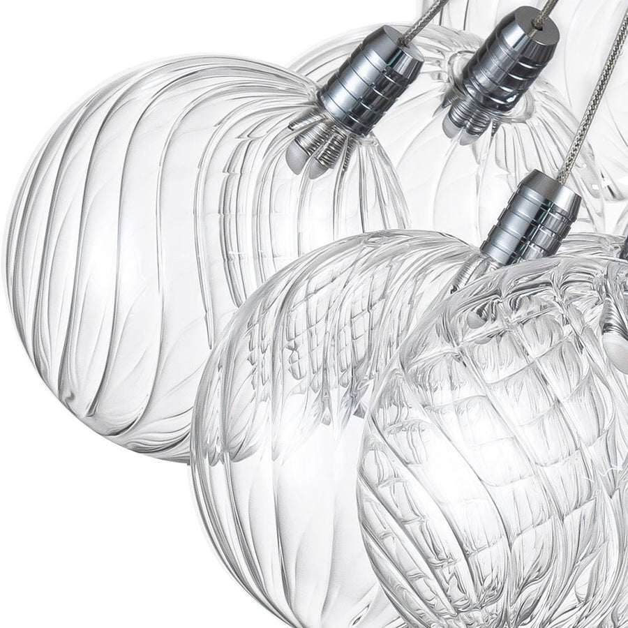 LightFixturesUSA-Cluster Ribbed Glass Dimmable LED Bubble Chandelier-Chandelier-Chrome-