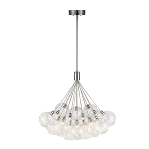 LightFixturesUSA-Cluster Ribbed Glass Dimmable LED Bubble Chandelier-Chandelier-Chrome-
