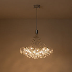 LightFixturesUSA-Cluster Ribbed Glass Dimmable LED Bubble Chandelier-Chandelier-Chrome-