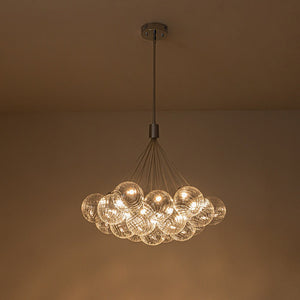 LightFixturesUSA-Cluster Ribbed Glass Dimmable LED Bubble Chandelier-Chandelier-Chrome-