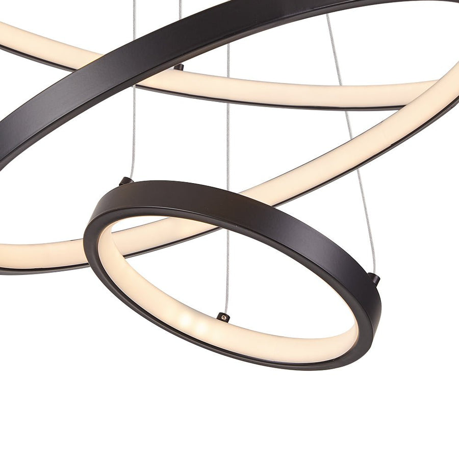 LightFixturesUSA-Contemporary Adjustable 3-Tier LED Circle Light-Chandelier-Black-