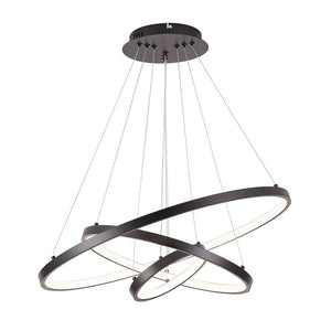 LightFixturesUSA-Contemporary Adjustable 3-Tier LED Circle Light-Chandelier-Black-