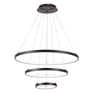 LightFixturesUSA-Contemporary Adjustable 3-Tier LED Circle Light-Chandelier-Black-