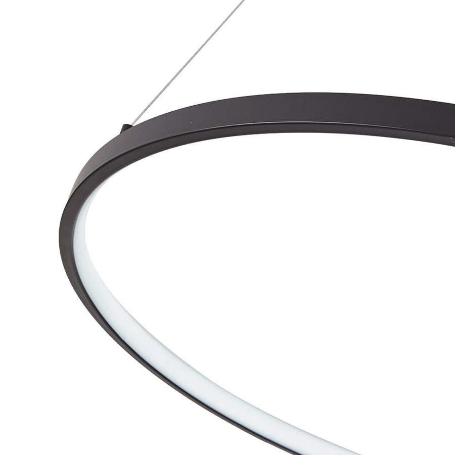 LightFixturesUSA-Contemporary Adjustable 3-Tier LED Circle Light-Chandelier-Black-