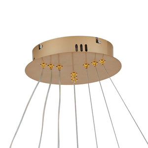 LightFixturesUSA-Contemporary Adjustable 3-Tier LED Circle Light-Chandelier-Brass-
