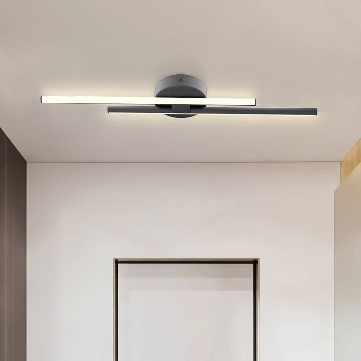 LightFixturesUSA-Contemporary Dimmable Linear LED Semi Flush Mount Light-Ceiling Light-Black-23.6 in